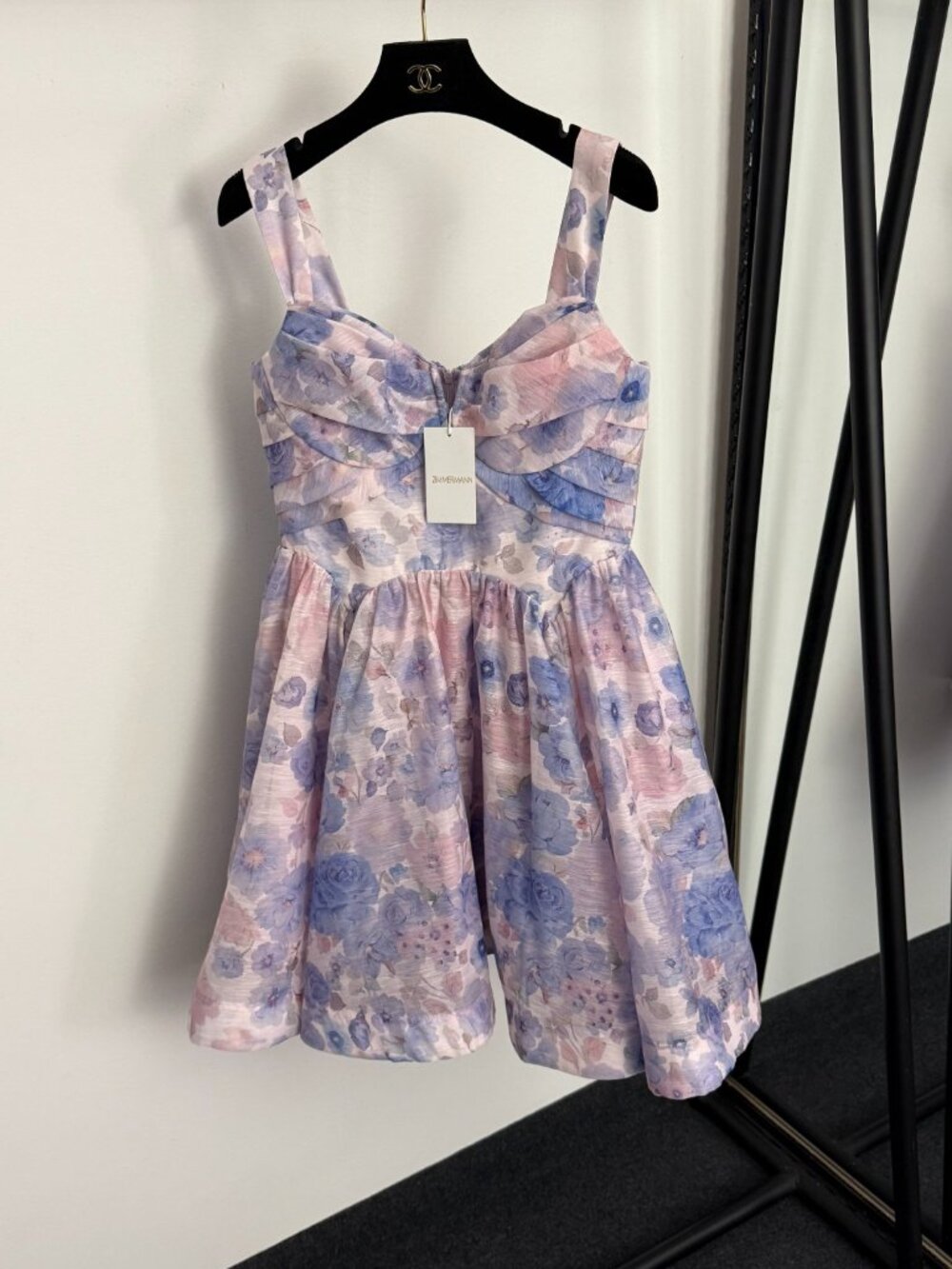 Zimmermann Floral Strapless Sundress Purple Waist Cinched，
